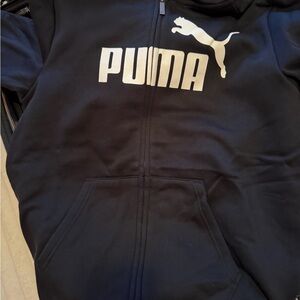 Puma Black and White Zip-Up Hoodie